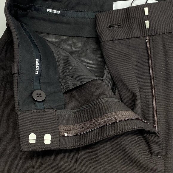 Reiss Women’s Evelyn Wide Leg Dress Trousers Size 6 Chocolate Brown - Picture 9 of 11